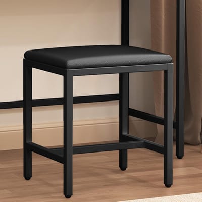 Make-uptafel met 2 lades en bijpassende kruk, Zwart