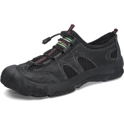 Grote maat wandelschoenen voor heren, lente en zomer, ademende mesh schoenen van echt leer, antislip, slijtvast, casual mesh schoenen voor buitensporten 46