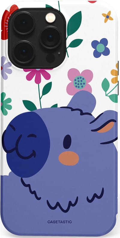 Casetastic Hoesje Geschikt voor Apple iPhone 14 Pro Max Magsafe - Stijlvolle Beschermende Duo-layer Case - Capibara Bloempje Blauw