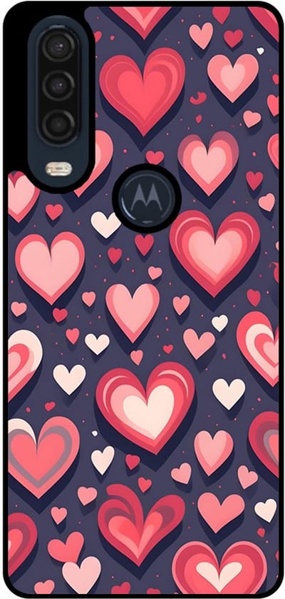 Smartphonica Telefoonhoesje Geschikt voor Motorola One Action met Hartjes Opdruk - TPU Backcover Case With Heart Design geschikt voor Motorola One Action