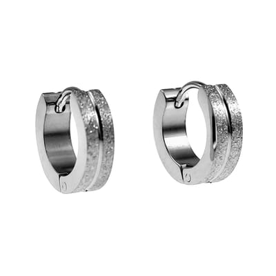 ∅13mm x 4mm Oorringen Unisex - Zand-Design - Gepolijst RVS - Oorbellen met Streep