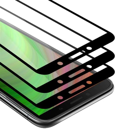 Cadorabo 3x Screenprotector geschikt voor Honor 9S / Huawei Y5P Volledig scherm pantserfolie Beschermfolie in TRANSPARANT met ZWART - Getemperd (Tempered) Display beschermend glas in 9H hardheid met 3D Touch