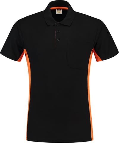 Tricorp poloshirt - 202002 bi-color - Zwart / Oranje - Maat L