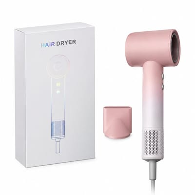 Snelle bladloze haardroger - 220 V 1500 W - ionenfunctie met warme en koude lucht - enkel mondstuk - verlooproze