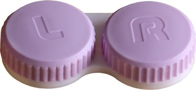 Lensbakjes - 2 stuks - Paarse doppen - Compact - Antibacterieel - Paars - L/R Inscriptie - Lenzenhouders - Lenzendoosjes