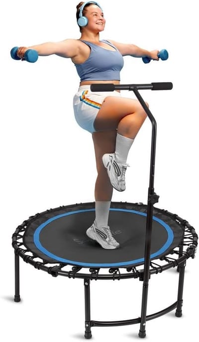 Fitness Mini Trampoline met Handgreep - 35.4 Inch Indoor en Outdoor Springtoestel voor Volwassenen