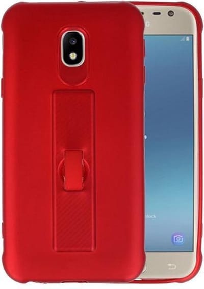 Rood Carbon serie Zacht Case hoesje voor Samsung Galaxy J3 2017