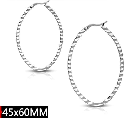 Montebello Oorbellen Patou Oval Large - 316L Staal - Ribbel - 45x60mm
