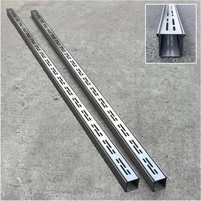 Afvoergoot Roestvrij Staal - Bodemdrainage Systeem - Waterafvoer Tuin - Hoog Draagvermogen - 15 cm Lengte - Zilverkleurig