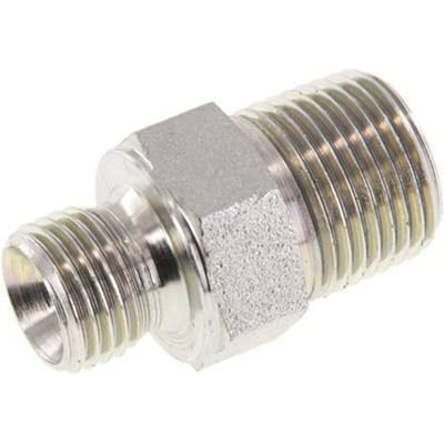 3/8'' NPT x G 1/4'' Verzinkt Stalen Borstnippel 3-delig 700 Bar - Hydrauliek