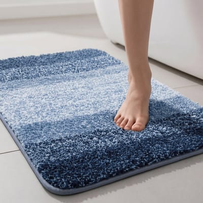 Badmat 90x60 cm – Antislip Badkamermat – Zachte Microvezel – Sneldrogende Douchemat – Hoogpolig & Absorberend – Wasbaar – Blauw
