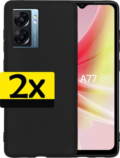 Hoesje - 2 Stuks - Geschikt voor OPPO A77 - Sterk & Shockproof - Case Siliconen - Back Cover - Telefoon Hoes - Telefoonhoesjes - Zwart