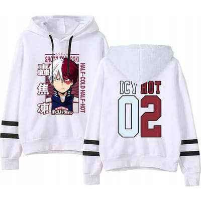 Nieuwe Anime Todoroki Shoto Print Hoodie Dames Heren Casual Tops Herfst En Winter Sweatshirts Streep Lange Mouw Harajuku Pullover L wit