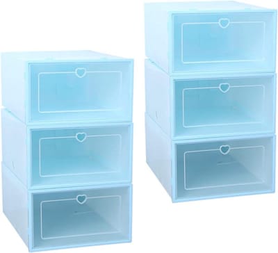 Schoenenopbergdozen - Schoenendozen Opbergdozen - Schoenen Opbergen - Stapelbaar Ontwerp - 6 Stuks - Blauw