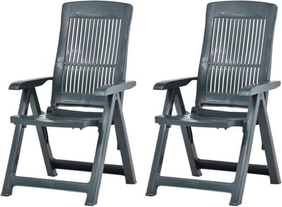 Klapstoelen Tuin - Opvouwbare Stoelen - Buiten Zonnen - Verstelbare Rugleuning - 2 stuks - Groen