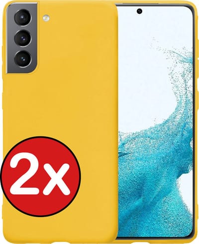 Hoesje - 2 Stuks - Geschikt voor Samsung Galaxy S22 - Sterk & Shockproof - Telefoonhoes - Back Cover - Case Siliconen - Telefoon Hoes - Geel