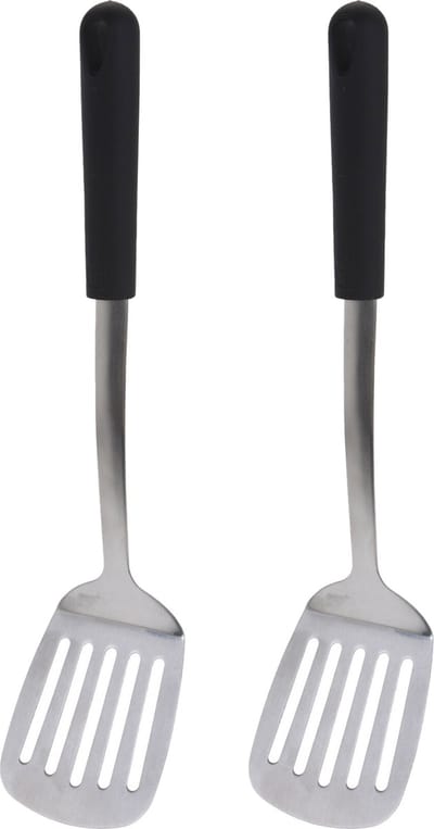 Excellent Houseware Bakspatel/bakspaan - 2x - zwart kunststof/rvs - 34 cm - Keukengerei