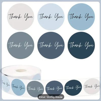 Sluitsticker - Sluitzegel Thank you - 6 assorti | Blauw - Zwart - Bedankje - Chique | Moederdag | Envelop stickers | Cadeau - Gift - Cadeauzakje - Traktatie | Bestelling leuk verzenden | Chique inpakken | DH Collection