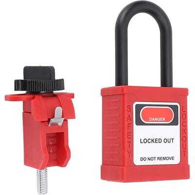 Lockout Tag Out Hangslot Set Geïsoleerd Anti-Verlies Veiligheidshangslot met Stroomonderbreker Lockout Apparaat 2 Sleutels voor Klep red