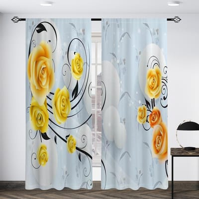 Slaapkamergordijnen, Pastorale Stijl, Lentebloemen En Planten, Amerikaanse Stijl Verduisterend Stofgordijn Erker, Woonkamer, W65X60H(cm)X2Pcs&Hook