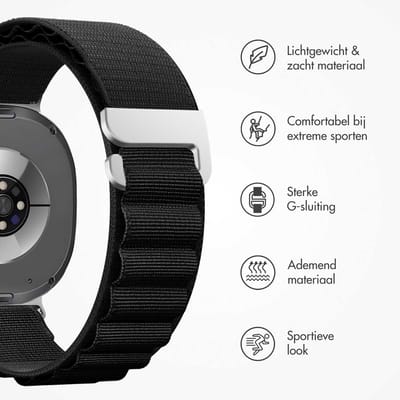 imoshion Nylon Alpine bandje voor de Samsung Galaxy Watch 9 (40/44mm) / Watch 8 (40/44mm) / Classic (46mm) - Zwart