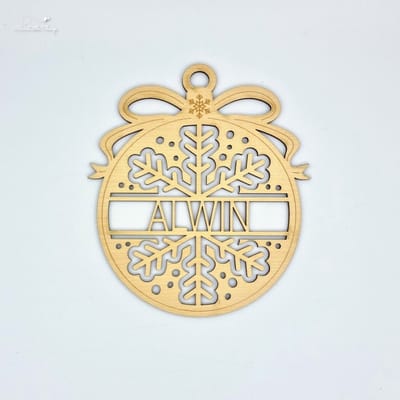 [Nice Little Things] - Maxi Kerst Ornament - Met naam - Esdoorn - Sneeuwvlokje