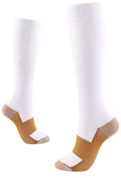 CHPN - Compressiesokken - Steunkousen - Vliegtuigsokken - Compressiekous - Sportsokken - Wit - Maat 35/40 / S/M - Unisex - Betere bloedsomloop