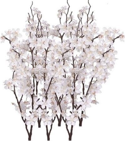 Witte appelbloesem - 6x - kunstbloem/tak - 57 bloemetjes - 84 cm - nepbloemen - kunstbloemen