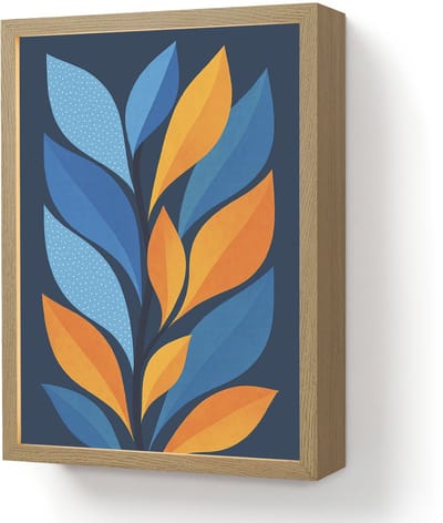 Wandlamp 30x40 cm - Oplaadbaar - Abstract - Bladeren - Blauw - Wandlampen binnen woonkamer - Slaapkamer lamp - Decoratieve nachtlamp - Vloerlamp draadloos