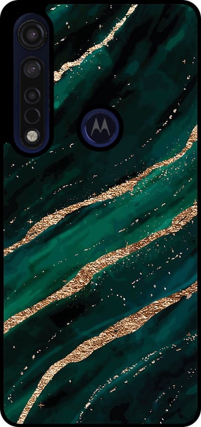 Smartphonica Telefoonhoesje Geschikt voor Motorola Moto G8 Plus met marmer opdruk - TPU backcover case marble design - Groen Goud geschikt voor Motorola Moto G8 Plus