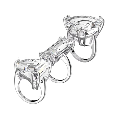 Swarovski Mesmera Effen Ontwerp Rhodium Verguld Kristallen Ring Damesringen Zilver 5610385 52 white