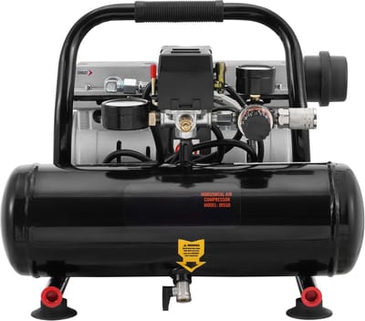 Luchtcompressor, Stalen Tank van 1 Gallon, 1 PK, 1,5 CFM, 7 Bar Olievrije Luchtcompressor en Max. 120 Psi-Druk, 68 Db Ultra-Stille Draagbare Compressor voor Autoreparatie en Bandenspanning