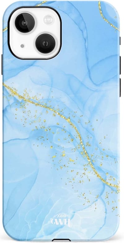xoxo Wildhearts Marble Blue - Single Layer - Hoesje geschikt voor iPhone 14 Plus hoesje - Marmer hoesje - Shockproof case - Beschermhoesje geschikt voor iPhone 14 Plus case - Blauw