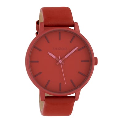 OOZOO Timepieces - Rode sienna horloge met rode sienna leren band - C10381 - Ø45