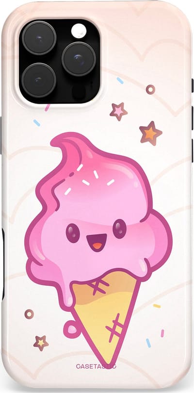 Casetastic Hoesje Geschikt voor Apple iPhone 16 Pro Max Magsafe - Stijlvolle Beschermende Duo-layer Case - Roze Kawaii Dessert