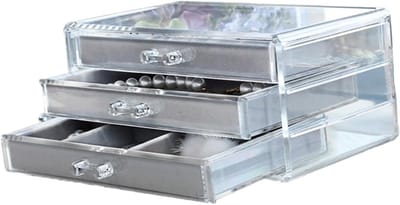 Lade Sieraden Opberger - Cosmetica Organizer - Sieraden Opbergen - Draaibaar Met Spiegel - 3 Lagen - Transparant