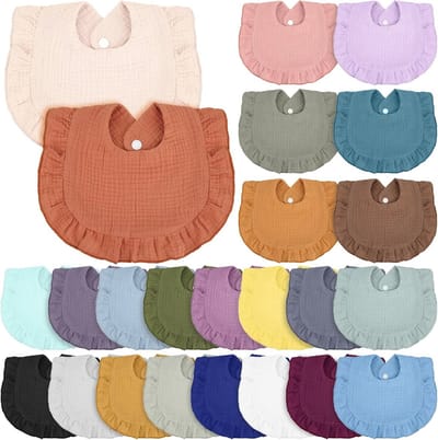 24 Stuks Zachte Mousseline Baby Slabbetjes - Kwijlen, Verstelbare Bandana Slabbetjes voor Pasgeborenen