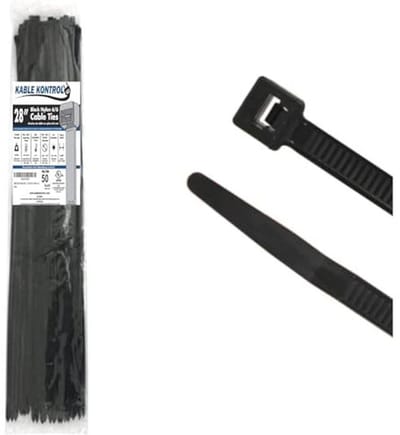 Heavy Duty Kabelbinders 50 Stuks - 78 Inch Zwart met 175 lbs Treksterkte - UV-bestendige Nylon Draadbanden voor Binnen en Buiten Gebruik