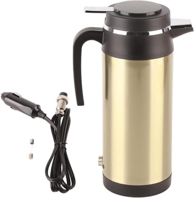Auto Waterkoker - Reis Thermoskan - Warme Dranken Onderweg - Vacuüm Isolatie - 1200 ml - Zilver Zwart
