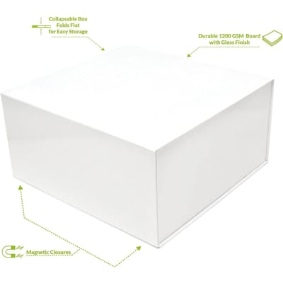 Emballage 12x12x6 Lot de 15 Boîte Magnétique Blanche, Boîte Cadeau Extra Large avec Couvercle, Boîte Pliable Proposition Garçons d'Honneur Other white