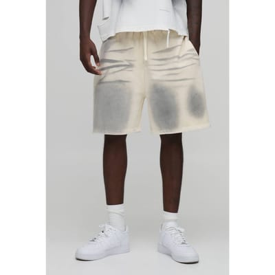 Relaxed Fit Spray Washed Jersey Short | Ecru | Size XS