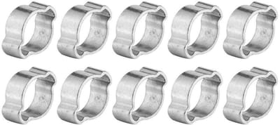 Dailygoods- Slangklemmen Set van 10 - Roestvrij Staal - Verzinkt - Twee-Oor - 5-23mm - Geschikt voor Brandstofslangen - Slangklem