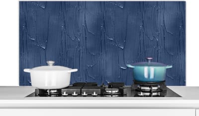 Spatscherm Keuken - Kookplaat Achterwand - Spatwand Fornuis - 120x60 cm - Verf - Patronen - Blauw - Aluminium - Wanddecoratie - Muurbeschermer - Hittebestendig