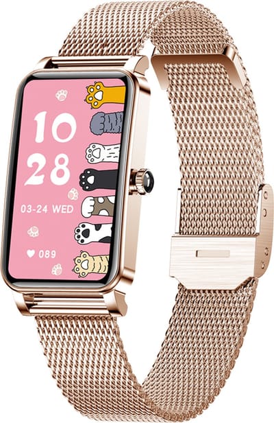 DrPhone Ai Hydro2 Smartwatch - Vrouwen / Dames Horloge – Hartslag / Bloeddruk & Zuurstof Metingen – Menstruatie- en slaapmonitor - Stappenteller - 12 sportactiviteiten - Rosegold