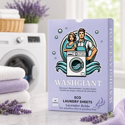 Washgiant Wasstrips Lavender Fields – Frisse Lavendelgeur – Wasmiddeldoekjes – Microplasticvrij Wasmiddel – 44 Wasbeurten