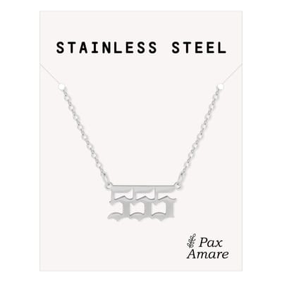 555 Engelen Getal Ketting - Zilverkleurig - Stainless Steel Spirituele Hanger - 45cm + 5cm verstelbaar - Pax Amare