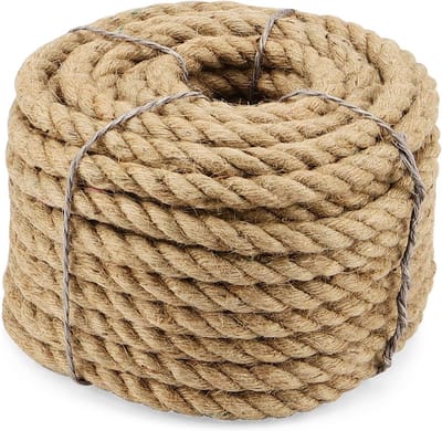 20 Meter Dik Jute Touw 14mm - Sterk Geknoopt Hennepkoord voor Tuin & Ambacht
