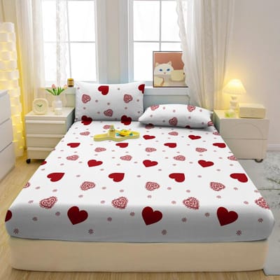 3-Delige Eenvoudige Moderne Hartvormig Patroon Matte Drie Delige Hoeslaken Set, Slaapkamer Bedrukt Dekbedovertrek Set, Beddengoed 99x190cm