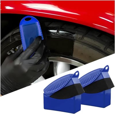 Autoreinigingsspons met deksel - Set van 2 stuks - Applicatorpads voor auto, wax applicatorpad - Bandenglans en verzorgingsbandborstel - Borstel voor banden - Koningsblauw - Autocleaning accessoires