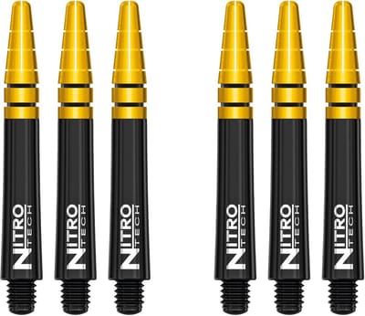 Dartpijlen Assortiment Shafts Zwart Goud Korte Lengte - 6 Stuks